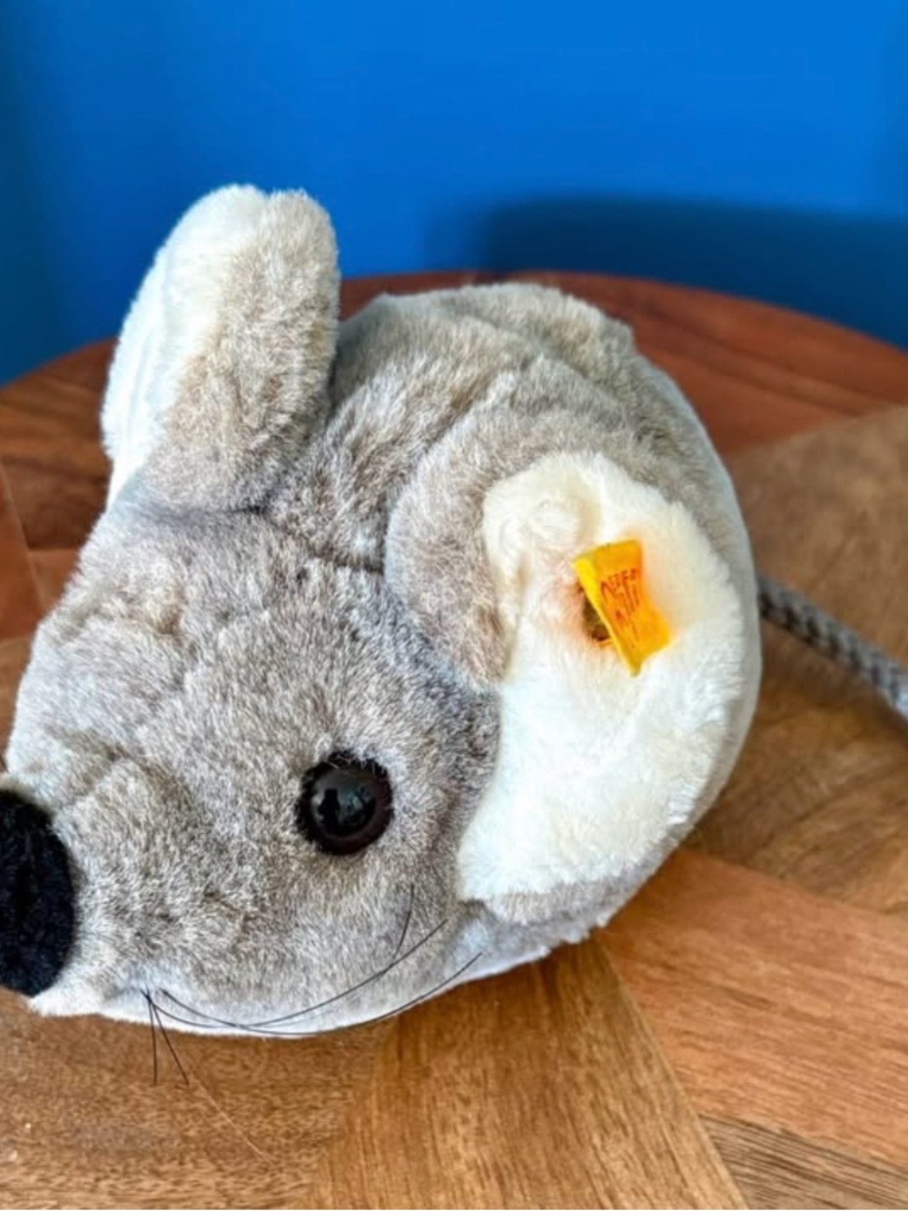 Vintage Steiff Gray Plush Mouse with Iconic Yellow Ear Tag